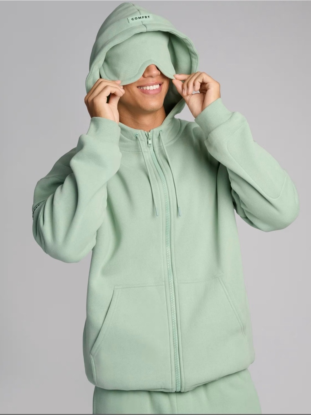Comfrt Airplane Mode Travel Zip Hoodie - Aloe - size M - Picture 6 of 9